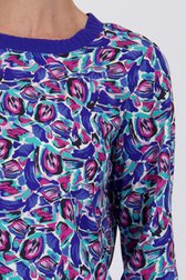 Blouse bleu foncé avec imprimé multicolore de Claude Arielle pour Femmes