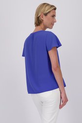 Blouse bleu violet à manches papillon courtes de Claude Arielle pour Femmes