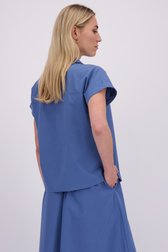 Le dos de Blouse bleue à col en V de Liberty Island pour Femmes