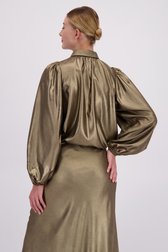 Le dos de Blouse bronze brillante à manches ballon de D'Auvry pour Femmes