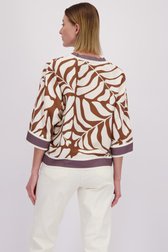 Le dos de Blouse brune à imprimé feuilles écru de D'Auvry pour Femmes