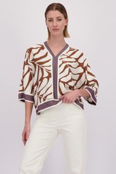 Le devant de Blouse brune à imprimé feuilles écru de D'Auvry pour Femmes