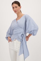 Blouse croisée à rayures bleues de More & More pour Femmes