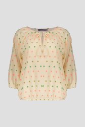 Photo produit 1 de Blouse écru à pompons colorés de Geisha pour Femmes