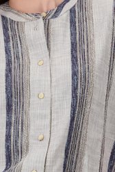 Blouse ecru-bleu avec motif rayé vertical de Geisha pour Femmes