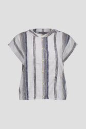 Blouse ecru-bleu avec motif rayé vertical de Geisha pour Femmes