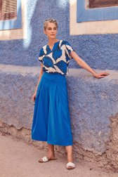 Blouse écrue à imprimé de feuilles bleues de D'Auvry pour Femmes