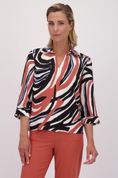 Le devant de Blouse écrue à imprimé graphique orange de Claude Arielle pour Femmes