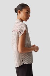 Détail de Blouse écrue à rayures rouges de Opus pour Femmes