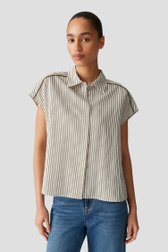 Le devant de Blouse écrue à rayures vertes de Opus pour Femmes