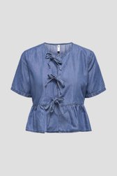 Blouse en denim bleu avec nœuds de Only Carmakoma pour Femmes