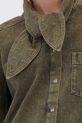 Détail de Blouse en jean verte avec foulard de Liberty Island Denim pour Femmes