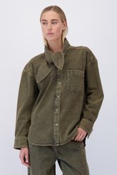 Le devant de Blouse en jean verte avec foulard de Liberty Island Denim pour Femmes