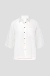 Blouse en lin blanc à manches courtes de Liberty Island pour Femmes