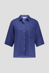 Blouse en lin bleu à manches courtes de Liberty Island pour Femmes