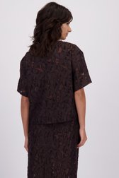 Le dos de Blouse marron avec broderies de Louise pour Femmes