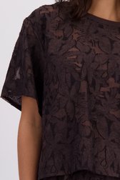 Détail de Blouse marron avec broderies de Louise pour Femmes