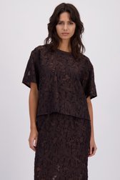 Le devant de Blouse marron avec broderies de Louise pour Femmes