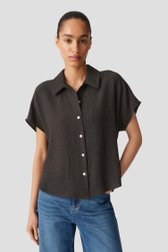 Le devant de Blouse marron foncé à texture froissée de Opus pour Femmes
