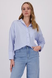 Voorkant van Blouse met blauw gestreept motief door Liberty Island voor Dames