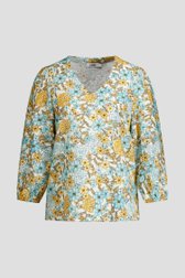 Productfoto 1 van Blouse met blauw-oranje bloemenprint door Libelle voor Dames
