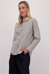 Voorkant van Blouse met donkergroen gestreept motief door Liberty Island voor Dames