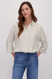 Voorkant van Blouse met glitterend groen gestreept motief door Geisha voor Dames