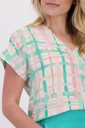 Detail van Blouse met ruitjesprint in pastelkleuren  door Libelle voor Dames