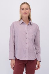 Voorkant van Blouse met wijnrood gestreept motief door Liberty Island voor Dames