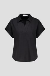 Blouse noire à col en V et manches courtes de Liberty Island pour Femmes