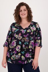 Blouse noire à imprimé floral coloré 	 de Only Carmakoma pour Femmes