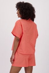Blouse rose corail à manches courtes et boutons de Louise pour Femmes