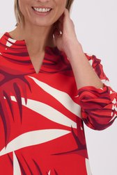 Détail de Blouse rouge à motif feuillu de Claude Arielle pour Femmes