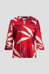 Photo produit 1 de Blouse rouge à motif feuillu de Claude Arielle pour Femmes
