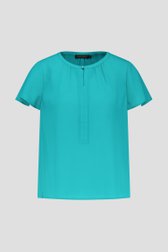Blouse turquoise à manches papillon courtes de Claude Arielle pour Femmes