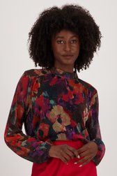 Voorkant van Blouse van mesh met kleurrijk bloemenmotief door Geisha voor Dames
