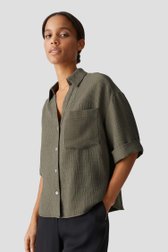 Le devant de Blouse vert foncé en tissu texturé de Opus pour Femmes