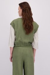 Le dos de Blouse vert olive à manches courtes de Geisha pour Femmes