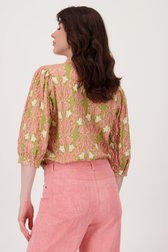 Blouse verte à imprimé rose-écru	 de Geisha pour Femmes