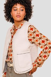 Détail de  Bodywarmer réversible écru avec teddy de Geisha pour Femmes