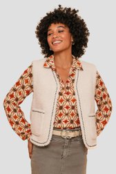 Le devant de  Bodywarmer réversible écru avec teddy de Geisha pour Femmes