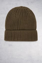 Le devant de Bonnet en tricot côtelé kaki de Michaelis pour Hommes