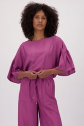 Bordeaux blouse met korte volant-mouwen van Louise voor Dames