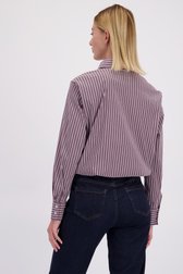 Achterkant van Bordeaux blouse met witte strepen door More & More voor Dames