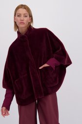 Voorkant van Bordeaux faux fur jas door D'Auvry voor Dames
