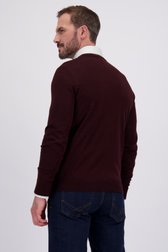 Achterkant van Bordeaux fijn gebreide trui met ronde hals door Dansaert Black voor Heren