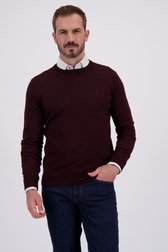 Voorkant van Bordeaux fijn gebreide trui met ronde hals door Dansaert Black voor Heren