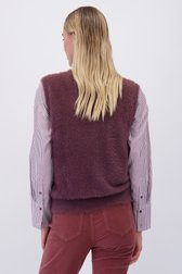 Achterkant van Bordeaux fluffy mouwloze cardigan door Liberty Island voor Dames