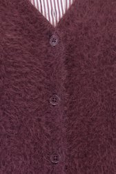 Detail van Bordeaux fluffy mouwloze cardigan door Liberty Island voor Dames