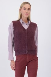 Voorkant van Bordeaux fluffy mouwloze cardigan door Liberty Island voor Dames